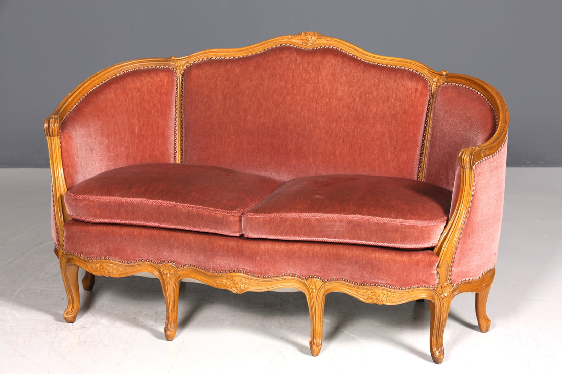 Wunderschönes Chippendale Sofa Barock Stil Couch Samt Stoff 2 Sitzer Canapé