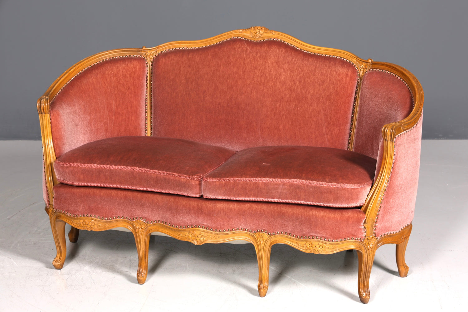 Wunderschönes Chippendale Sofa Barock Stil Couch Samt Stoff 2 Sitzer Canapé
