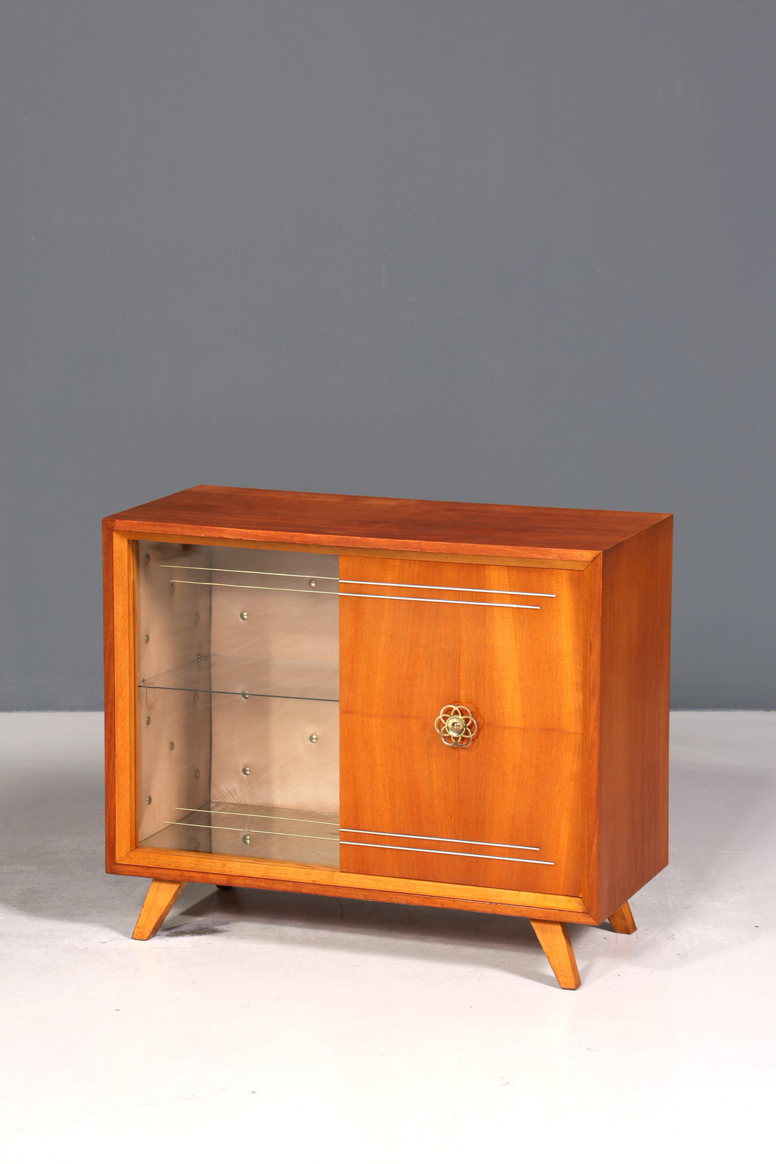 Traumhaftes Mid Century Sideboard Vintage Vitrine Schiebetür Kommode Bar Schrank 60s