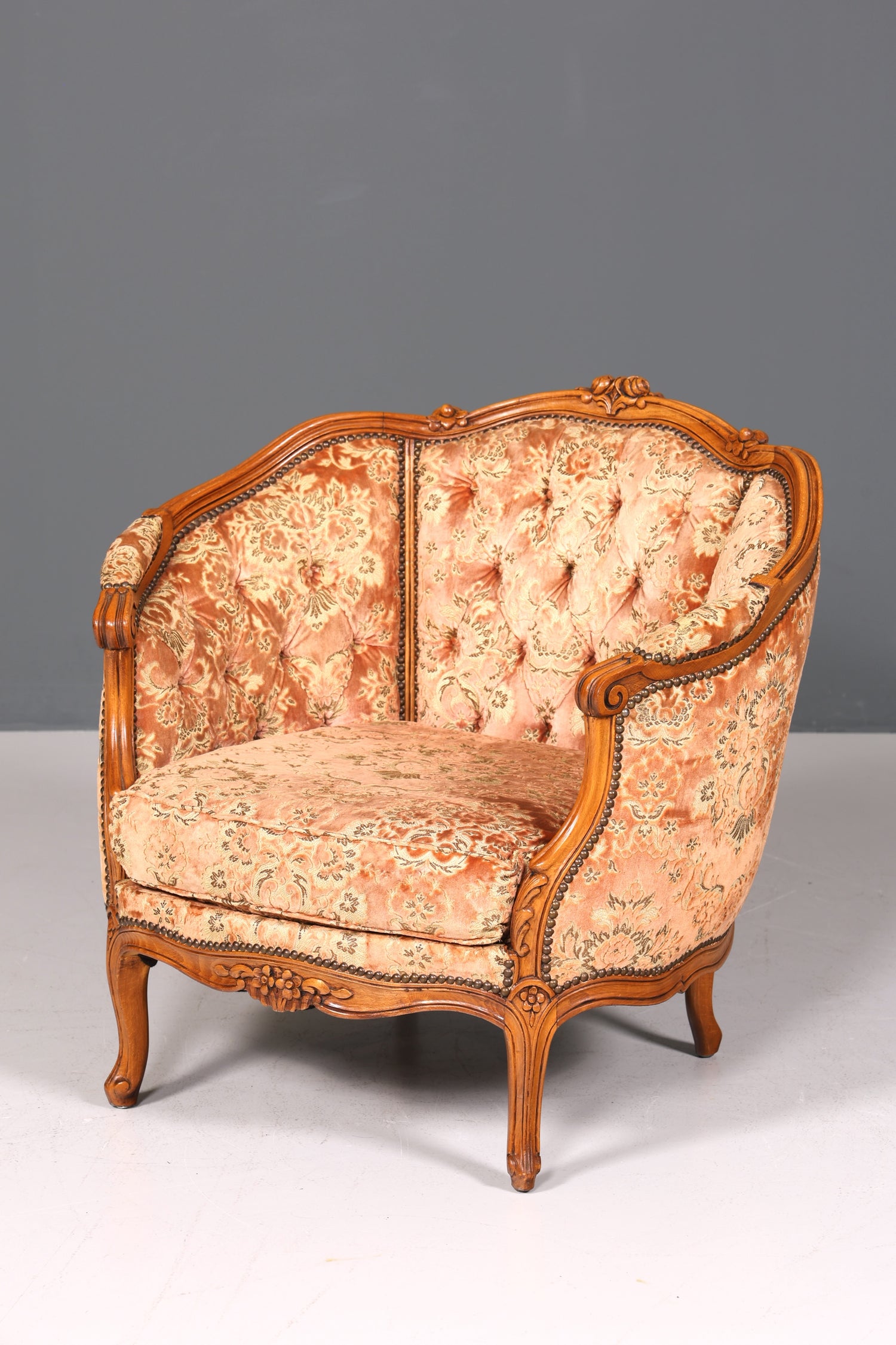 Wunderschöner Chippendale Armlehnsessel Barock Stil Sessel Armchair Samt Stoff Rococo Stil Sessel 2 von 2