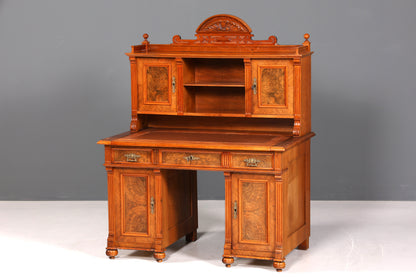 Traumhafter Gründerzeit Schreibtisch mit Aufsatz Jugendstil Bürotisch echt Holz Antik Office Desk