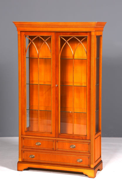 Wunderschöne Englische Vitrine Eibe Bücherschrank Buffet Antik Stil Glasvitrine
