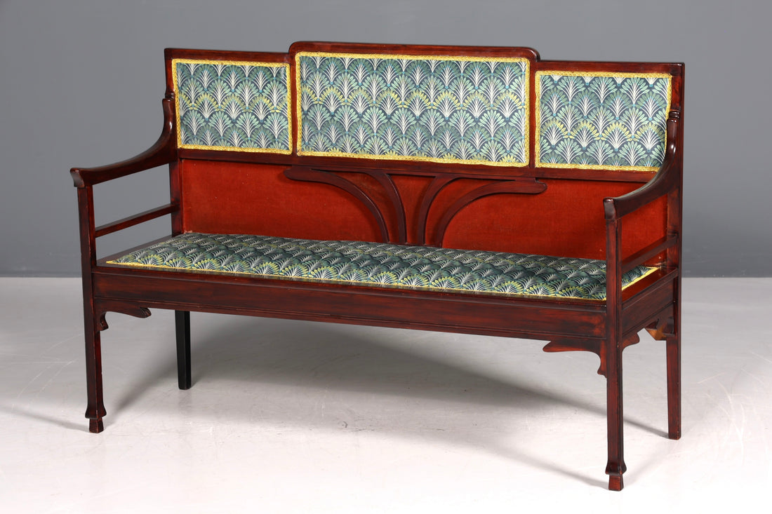 Wunderschöne Jugendstil Sitzbank Antik Bank Holz Sofa Polsterbank Holzbank