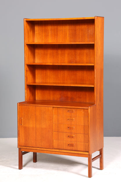 Traumhaftes Mid Century Regal Vintage Teak Holz Schrank Bücherregal Kommode
