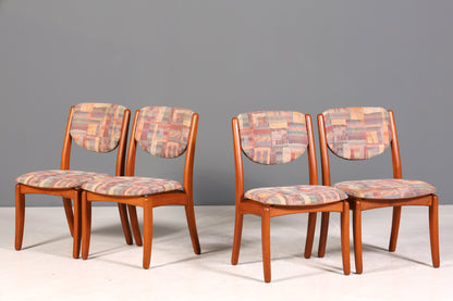 4x Schlichte Mid Century Stühle Retro Stuhlset Danish Design Küchenstühle Teak Holz Esszimmer Stühle