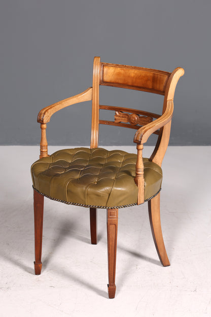 Wunderschöner Chesterfield Armlehnstuhl Anno Dom Sekretär Stuhl Englisch echt Leder Küchenstuhl 2 von 2