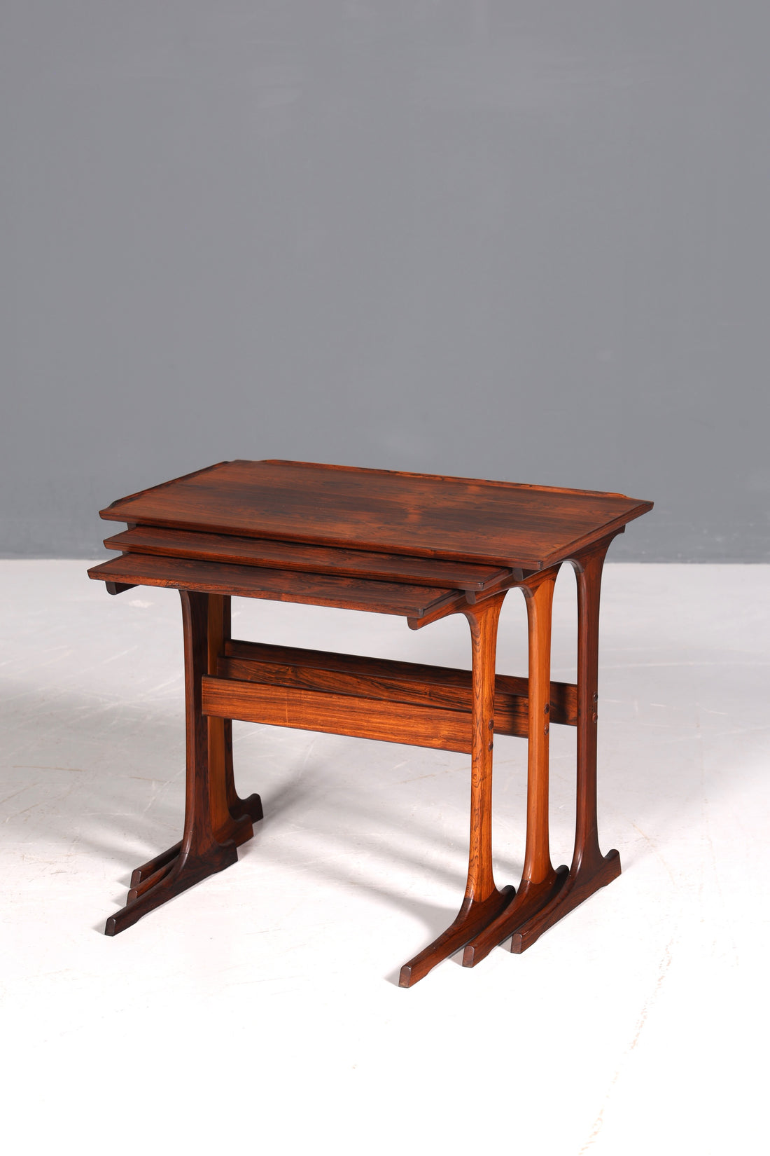 F874 Finish cm Filigranes Mid Century Tisch Set Couchtisch Teak Holz 3er Satz Ablagetisch Beistelltisch