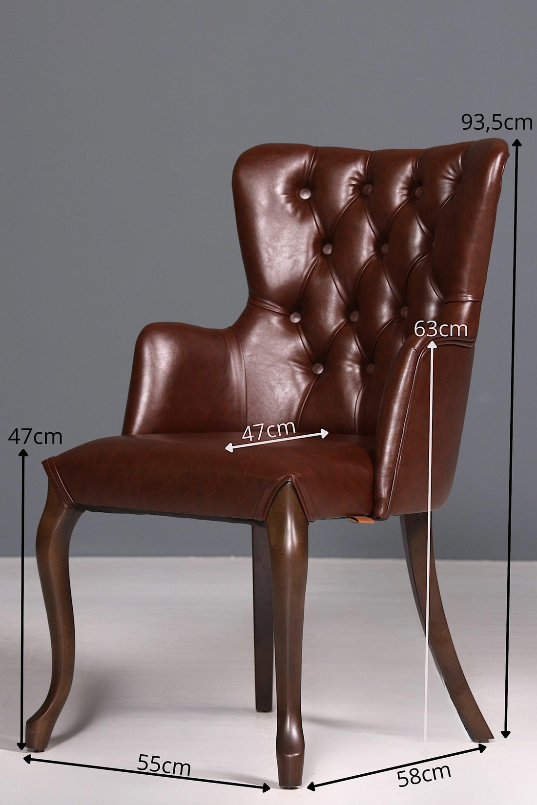 Edler Chesterfield Stil Armlehnstuhl &quot;Manila Brown&quot; Esszimmerstuhl Küchenstuhl Sekretär Stuhl