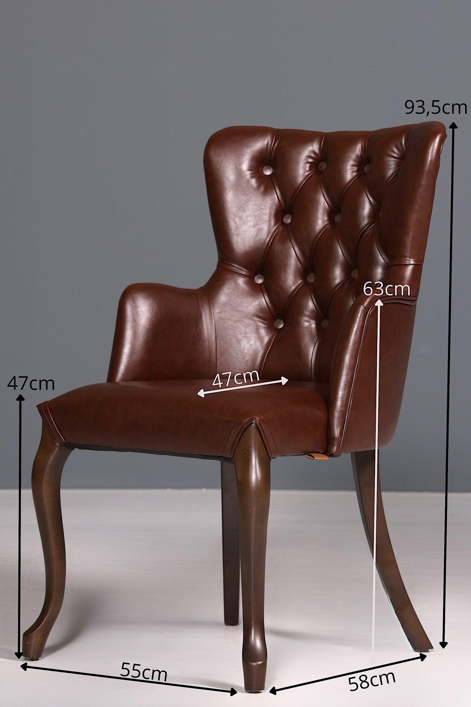 Edler Chesterfield Stil Armlehnstuhl &quot;Manila Brown&quot; Esszimmerstuhl Küchenstuhl Sekretär Stuhl