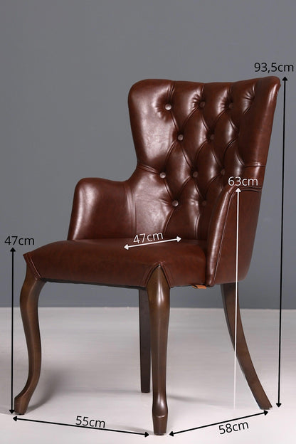 Edler Chesterfield Stil Armlehnstuhl &quot;Manila Brown&quot; Esszimmerstuhl Küchenstuhl Sekretär Stuhl
