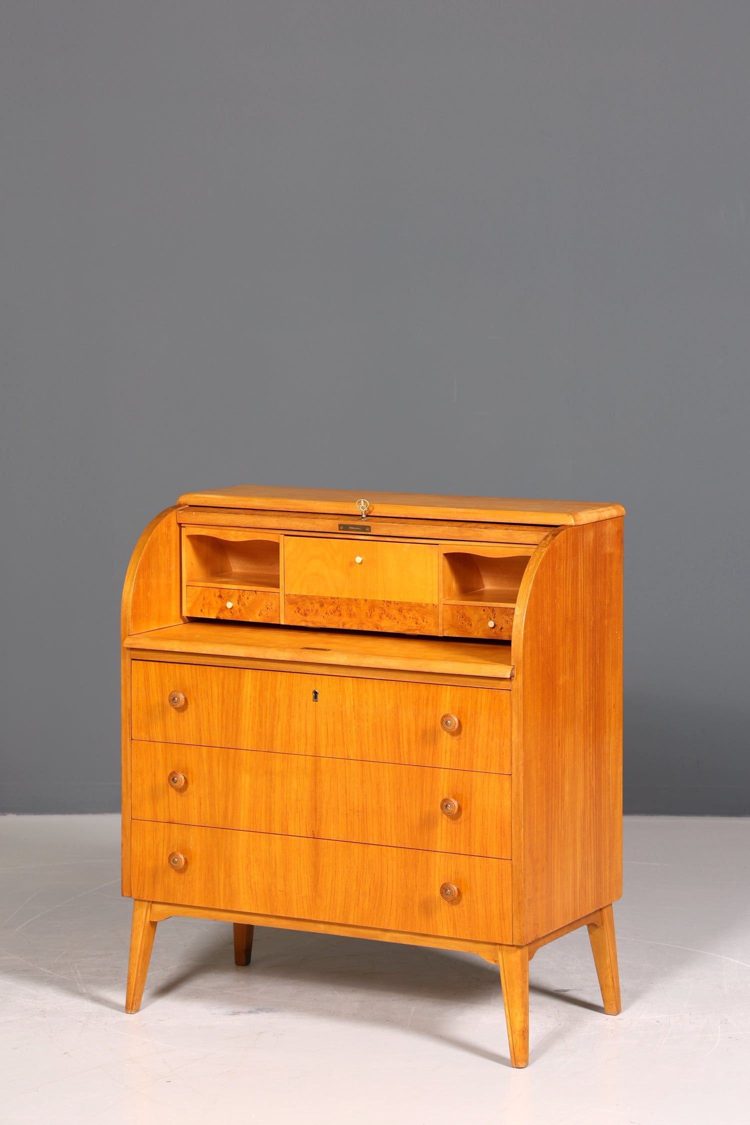 Wunderschöner Mid Century Rollladen Sekretär echt Holz Büro Schrank Vintage Schreibkommode