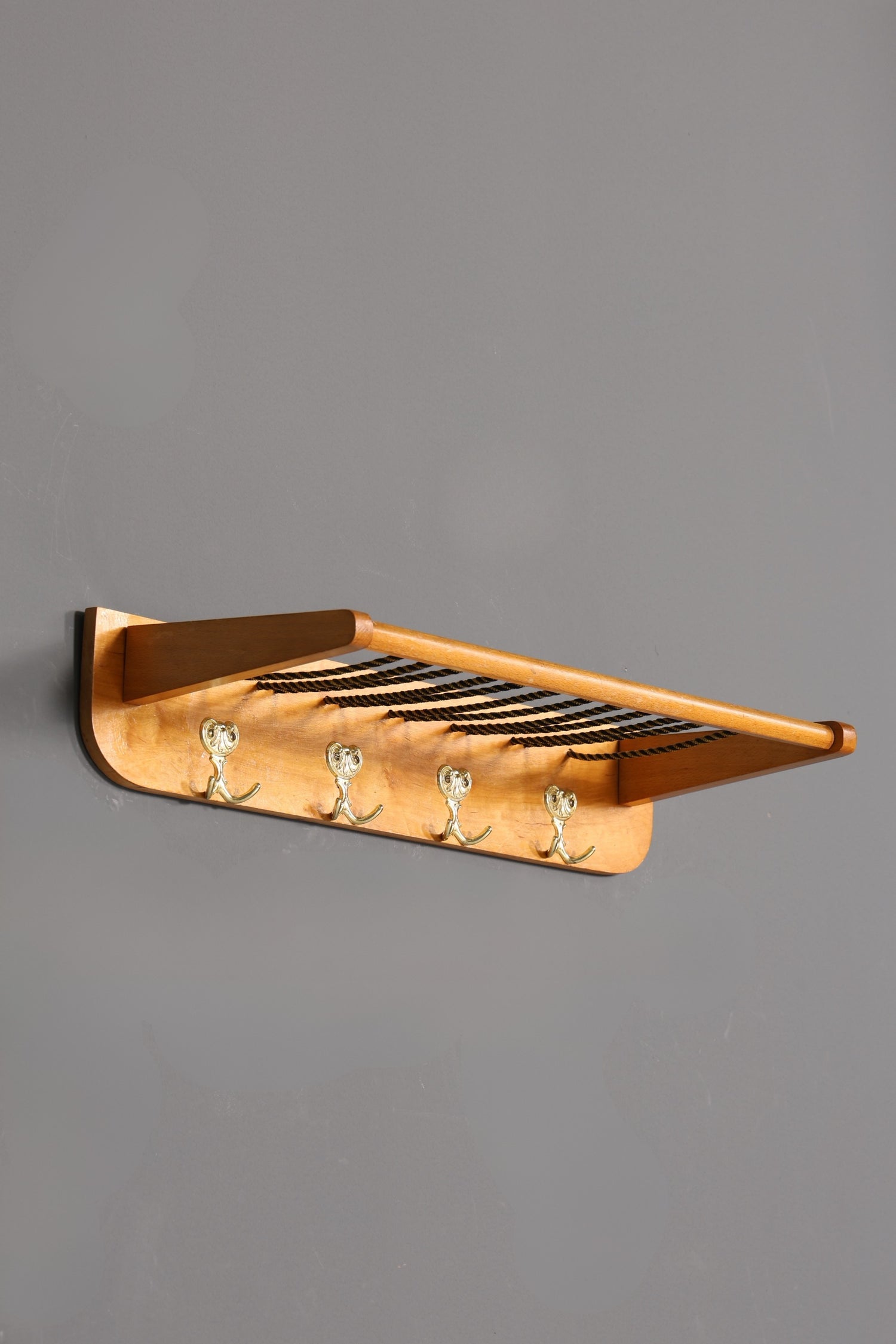 Schlichte Mid Century Garderobe Retro Hutablage Vintage Hakenleiste 60s Hakenleiste