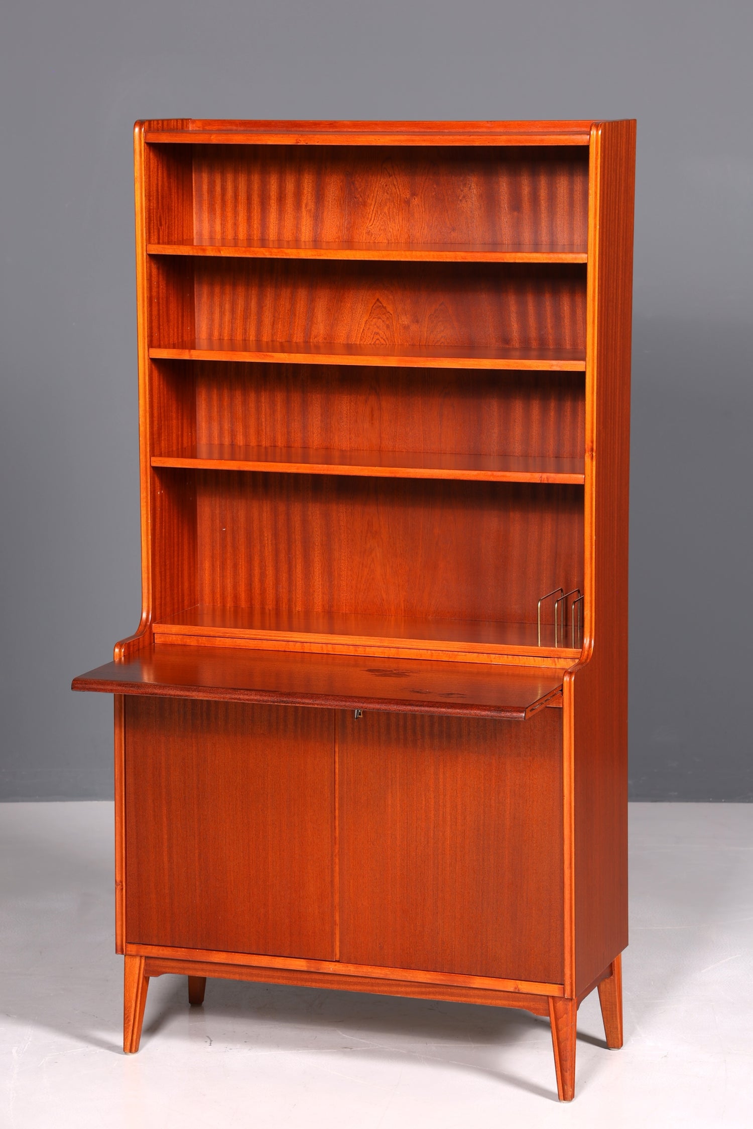 Wunderschöner Mid Century Schrank Bücherregal Vintage Sekretär Highboard Holz Regal