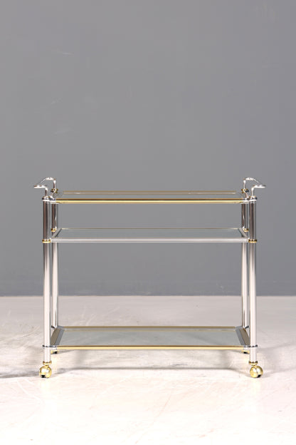 Wunderschöner Servierwagen Glas Vintage Barwagen Chrome Teewagen