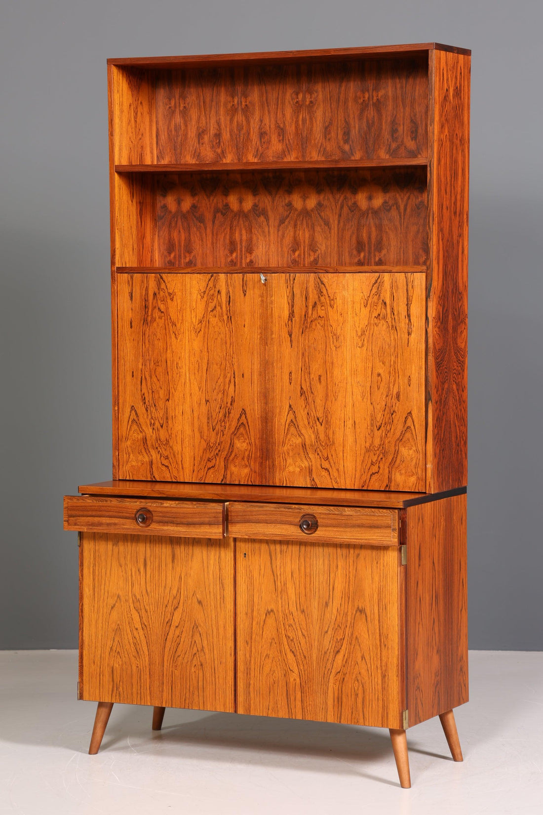 Traumhafter Mid Century Sekretär Palisander Holz Schrank Regal 60er Bücherregal