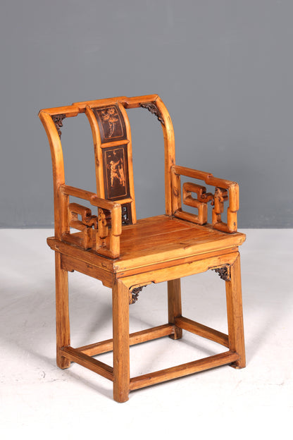 Wunderschöner Chinesischer Armlehnstuhl Stuhl China Ming Stil Qing Dynastie Holzstuhl Asiatische Antik Sekretär Stuhl