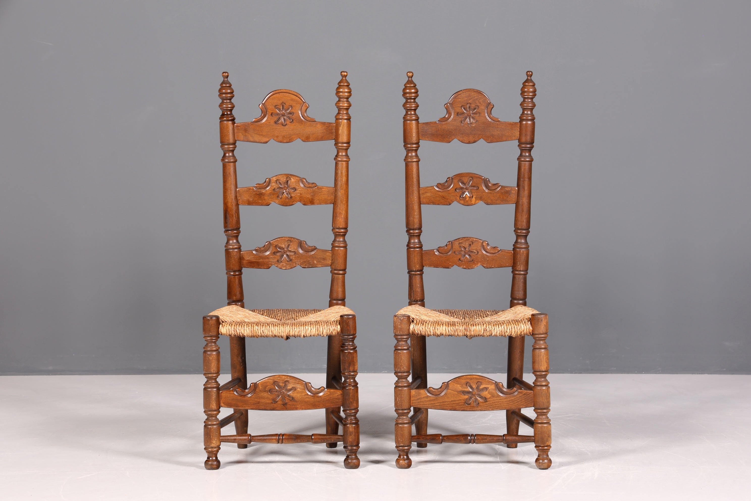 2x Wunderschöne Spanische Stühle Stuhl Set Rattan Rustikale Stühle Küchenstühle