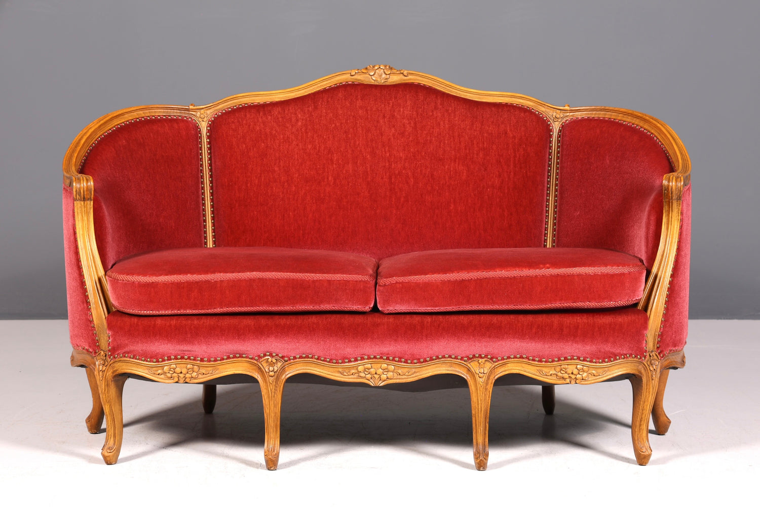 Wunderschönes Chippendale Sofa Barock Stil Couch Samt Stoff 3 Sitzer Canapé