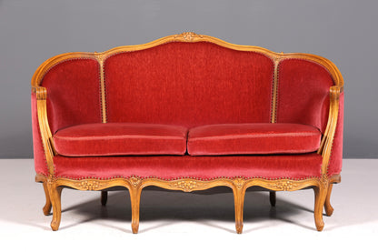 Wunderschönes Chippendale Sofa Barock Stil Couch Samt Stoff 3 Sitzer Canapé