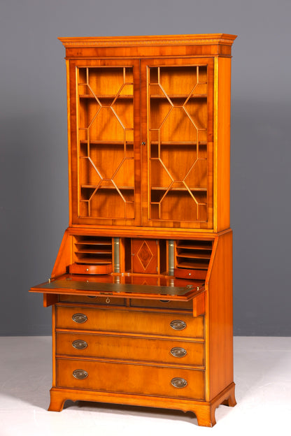 Stilvoller Englischer Sekretär Original Heldense Büro Aufsatzsekretär Eibe Antik 60S Vitrinen Schrank UK
