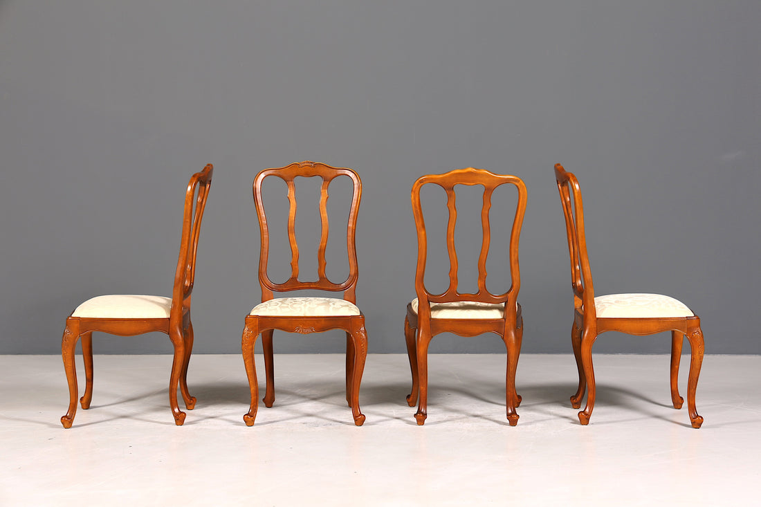 4x Traumhafte Chippendale Stühle Barock Stil Stuhlset Polsterstuhl Set Küchenstühle Esszimmer Stühle