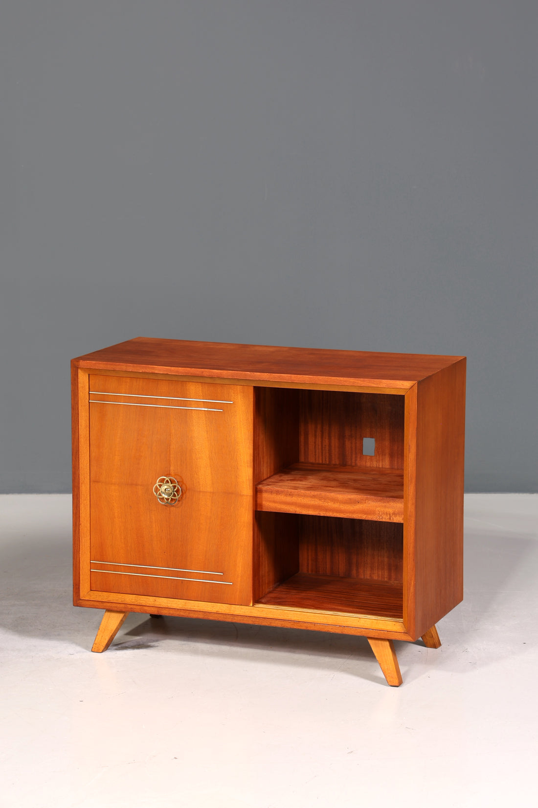 Traumhaftes Mid Century Sideboard Vintage Vitrine Schiebetür Kommode Bar Schrank 60s