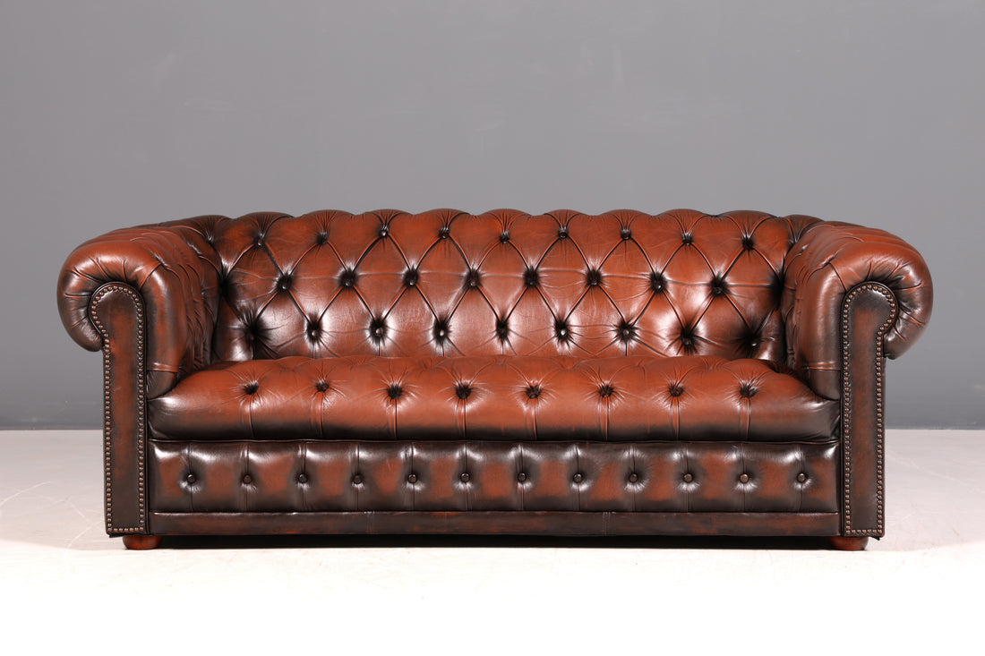 Wunderschönes Original Chesterfield Sofa 2-Sitzer Couch Englisches echt Leder Sofa UK 2 von 2