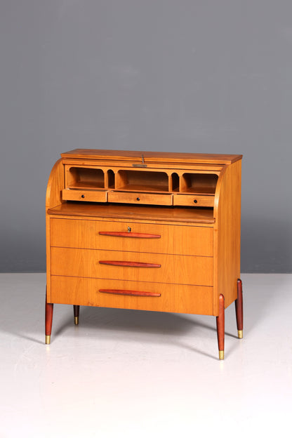 Schlichter Mid Century Rollladen Sekretär von Bröderna Gustafssons Büro Schrank Schreibkommode 60s Schreibmöbel