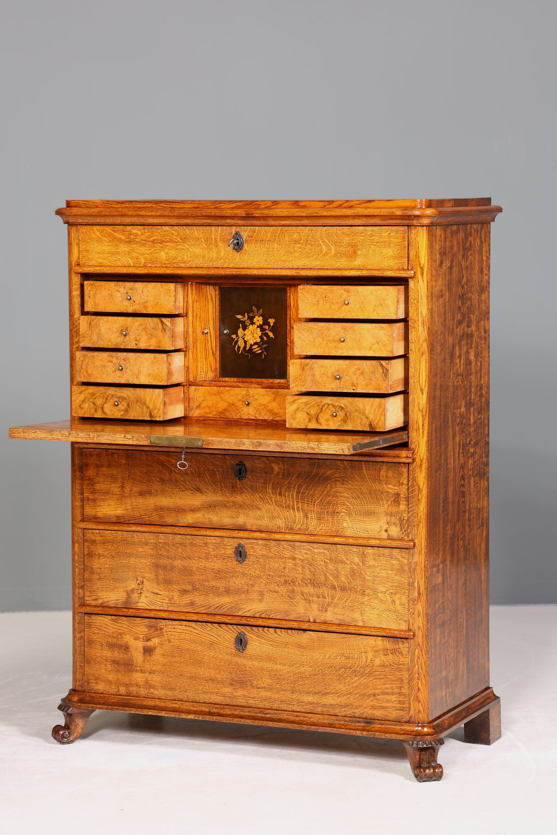 Wunderschöner Biedermeier Sekretär Vertiko Louis Philippe Highboard Kommode Schubladenkommode