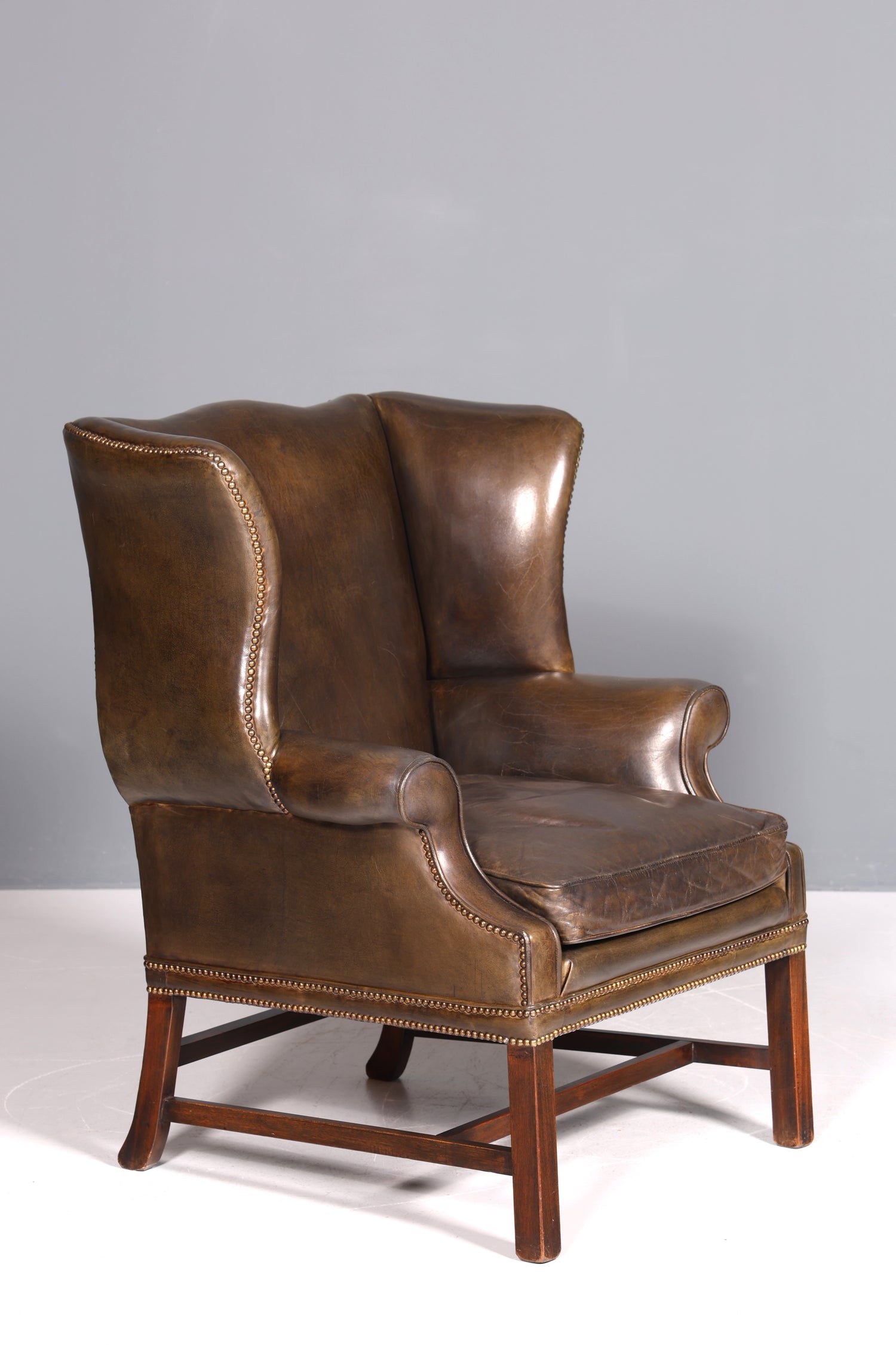 Wunderschöner Englischer Ohrenbacken Sessel braun Englisch Leder Herrensessel UK Armlehnsessel