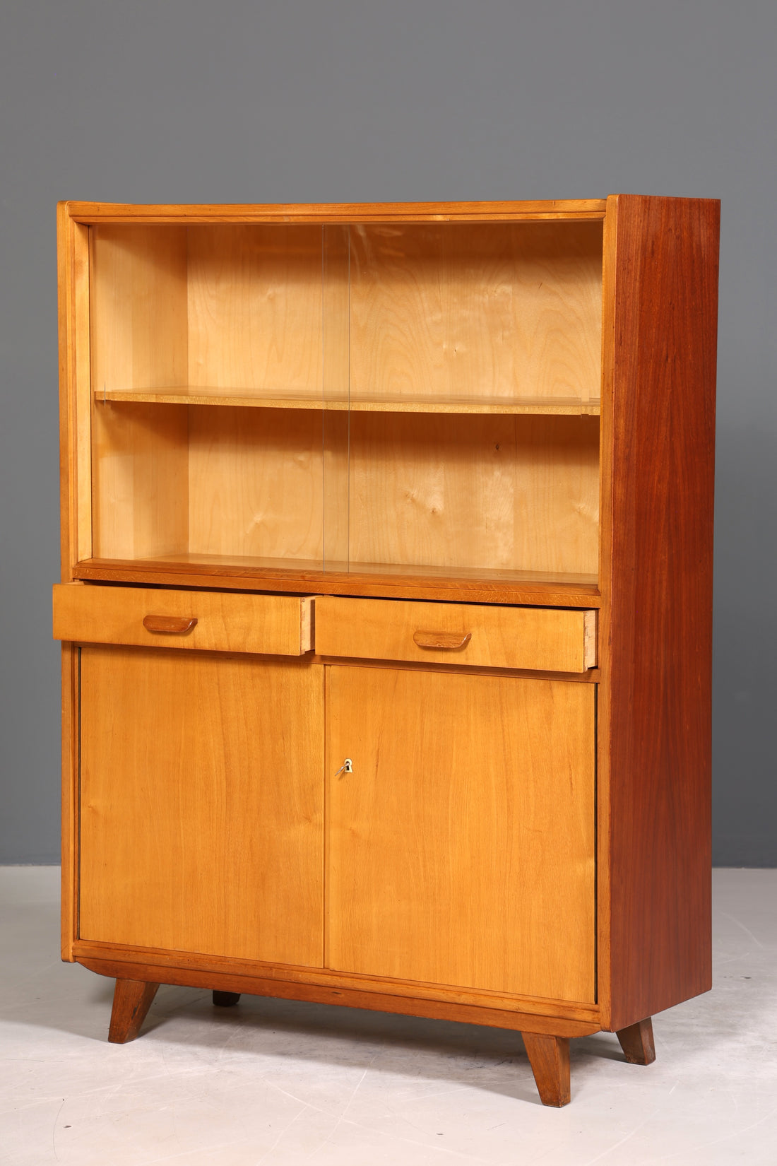 Traumhafter Mid Century Schrank Retro Vitrine 60s Highboard Kommode Bücherregal Vintage Regal