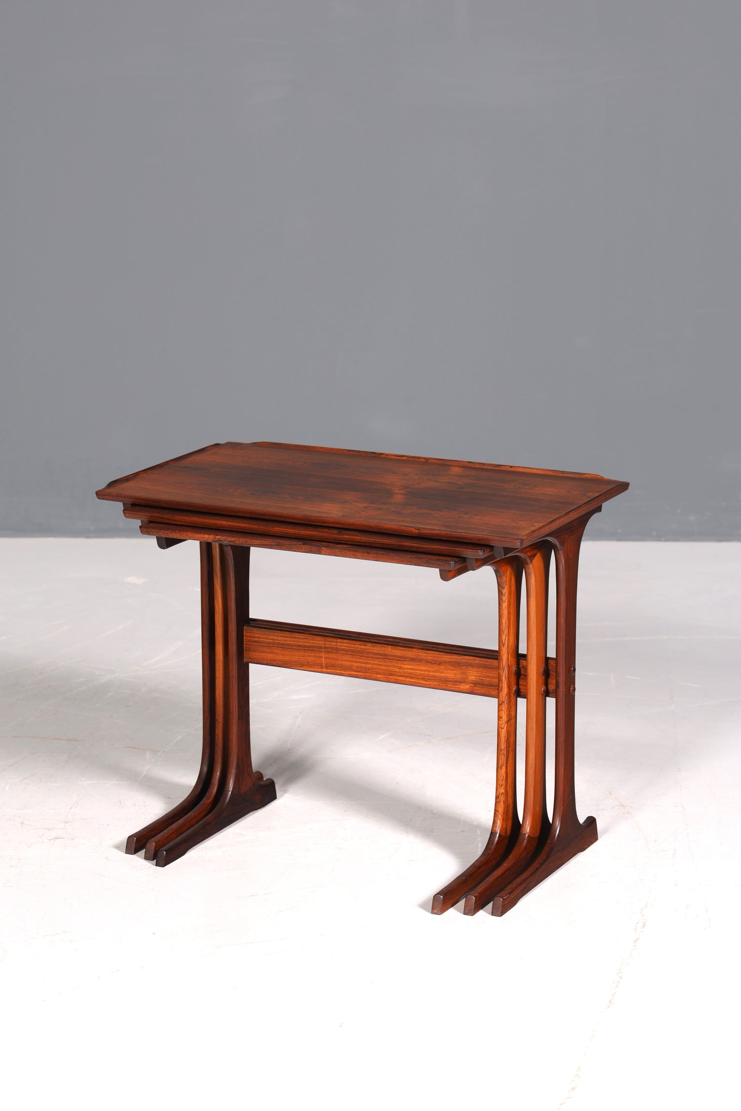 F874 Finish cm Filigranes Mid Century Tisch Set Couchtisch Teak Holz 3er Satz Ablagetisch Beistelltisch