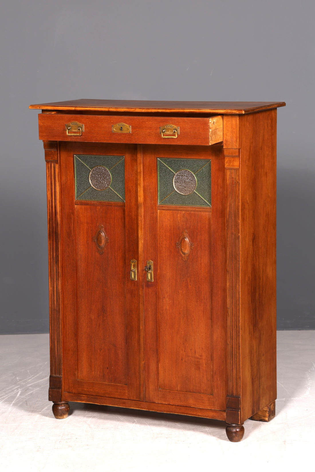 G199 Finish Traumhafte Jugendstil Vitrine Antike Holz Bücherschrank Eiche Antik Schrank Geschirrschrank (Kopie)