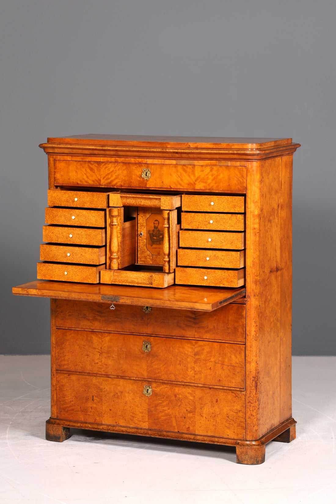Edler Biedermeier Sekretär Vertiko Louis Philippe Highboard Kommode Schrank um 1880