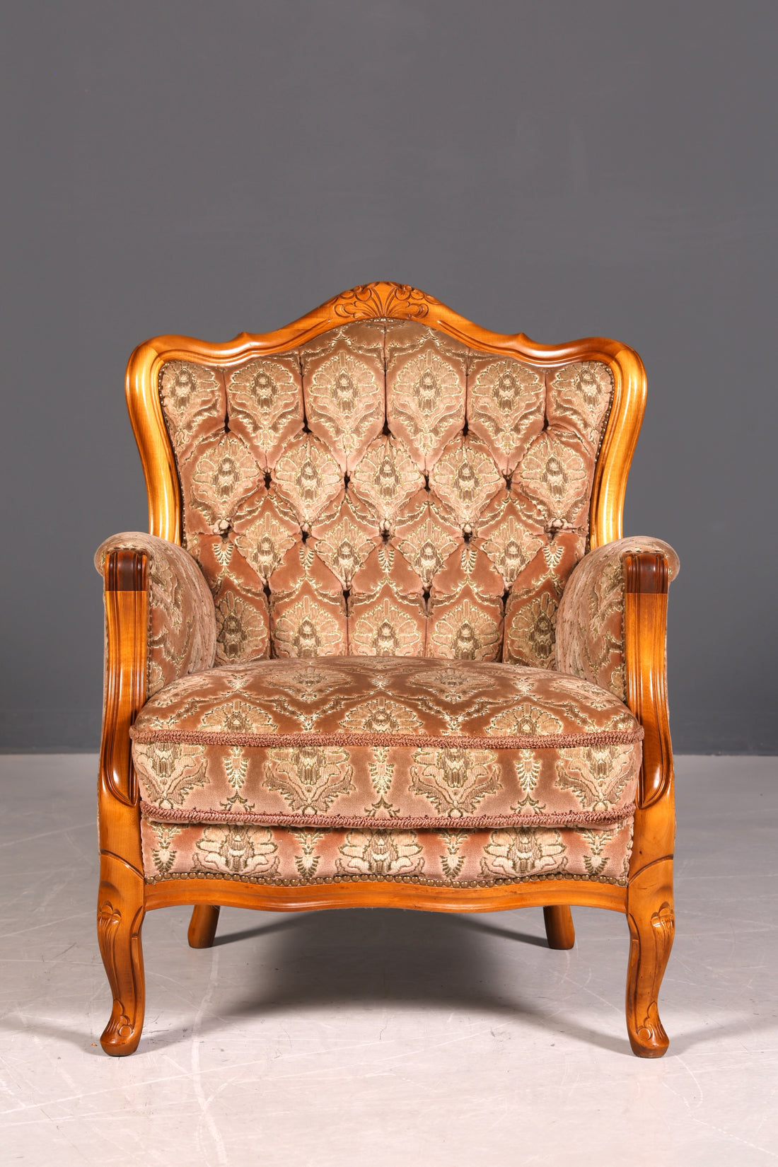 Edler Chippendale Armlehnsessel Barock Stil Sessel Armchair Samt Stoff Sessel 1 von 2