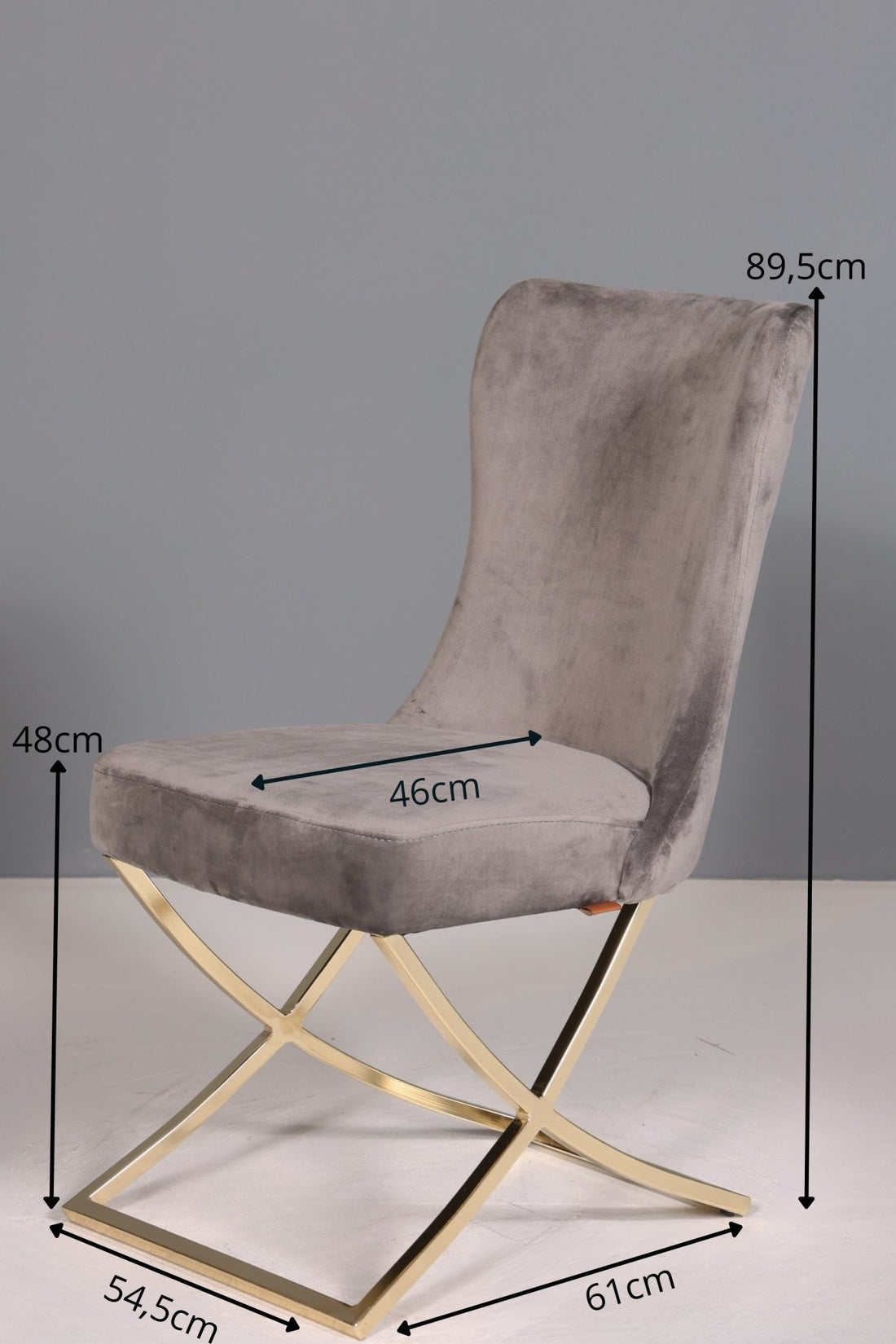 Edler Chesterfield Esszimmerstuhl &quot;Valencia&quot; in Grau Gold Küchenstuhl Samt Stuhl