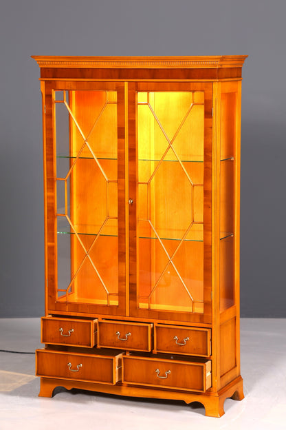 Wunderschöne Englische Vitrine Eibe Bücherschrank Original Mercury Buffet Antik Stil Glasvitrine