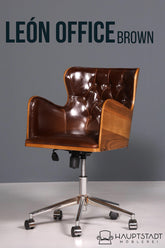 Chesterfield Büro Armlehnstuhl "Leon-Office" Nussbaum braun