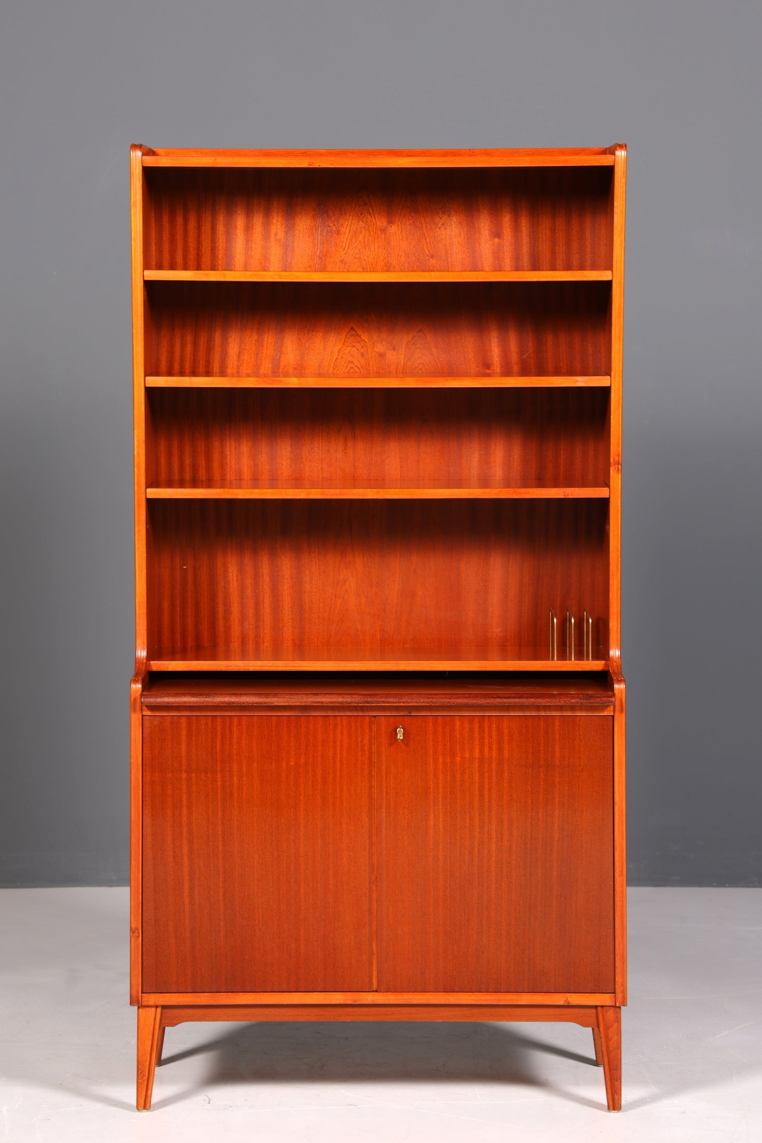 Wunderschöner Mid Century Schrank Bücherregal Vintage Sekretär Highboard Holz Regal