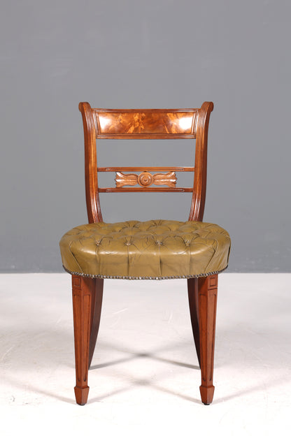 Wunderschöner Chesterfield Stuhl Anno Dom Sekretär Stuhl Englisch echt Leder Küchenstuhl 1 von 4