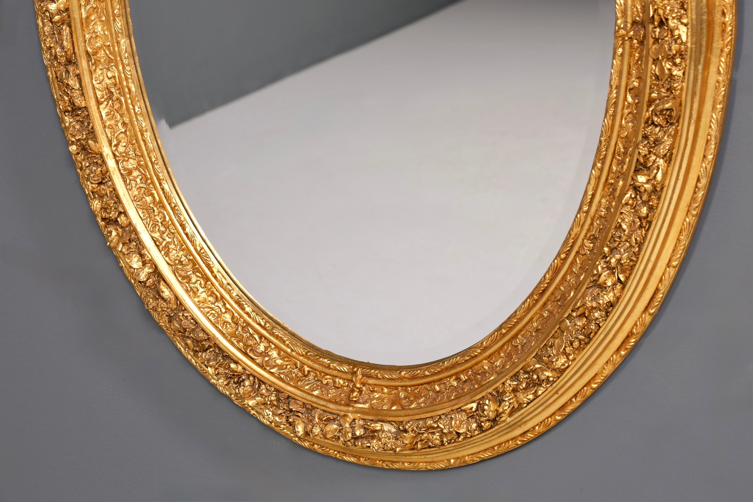 Wunderschöner Ovaler Prunk Barock Stil Wandspiegel Ornamenten Gold Spiegel