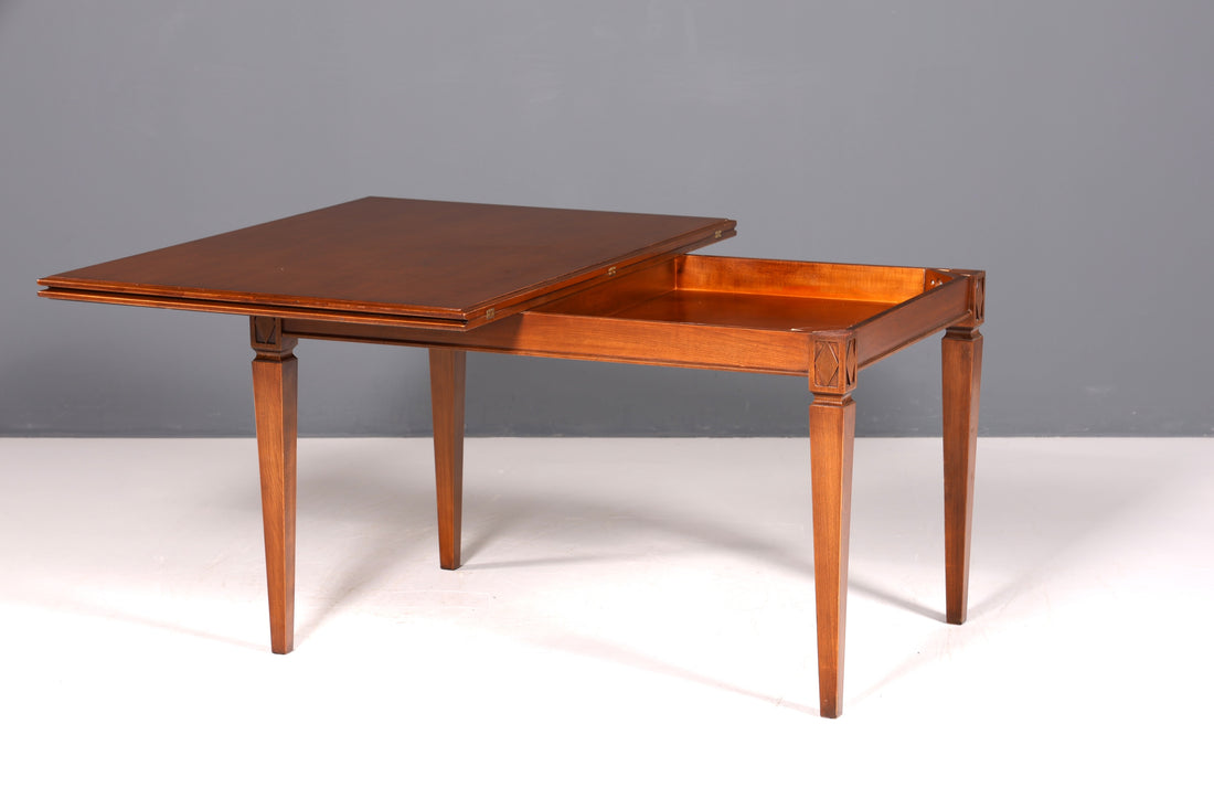 F863 Finish cm SELVA Wunderschöner Englischer Tisch ausziehbarer Esstisch Antik Stil 60s Küchentisch Eibe