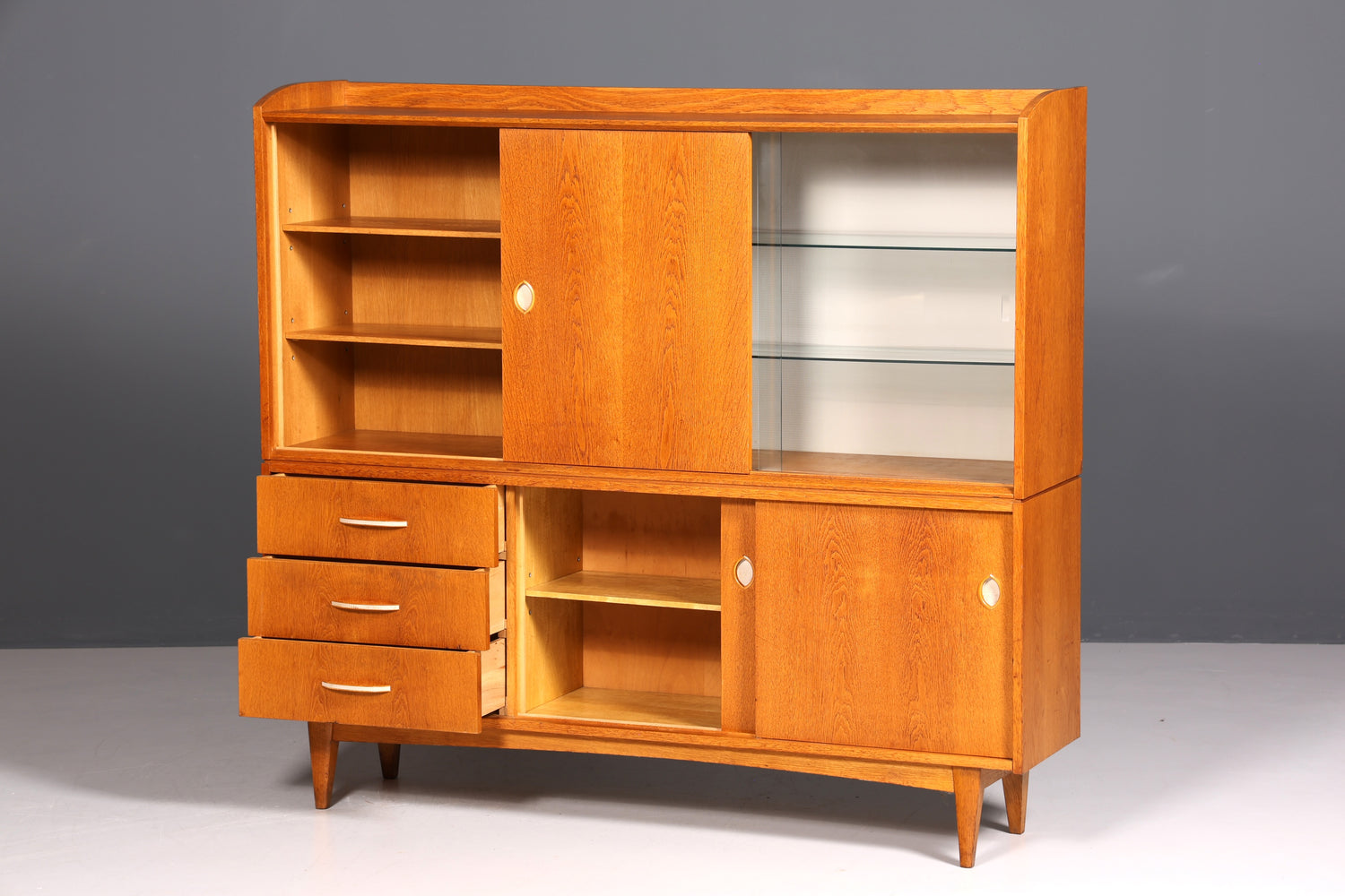 Traumhafter Mid Century Schrank Vitrine Vintage Retro Highboard Vitrinenschrank 60s Regal