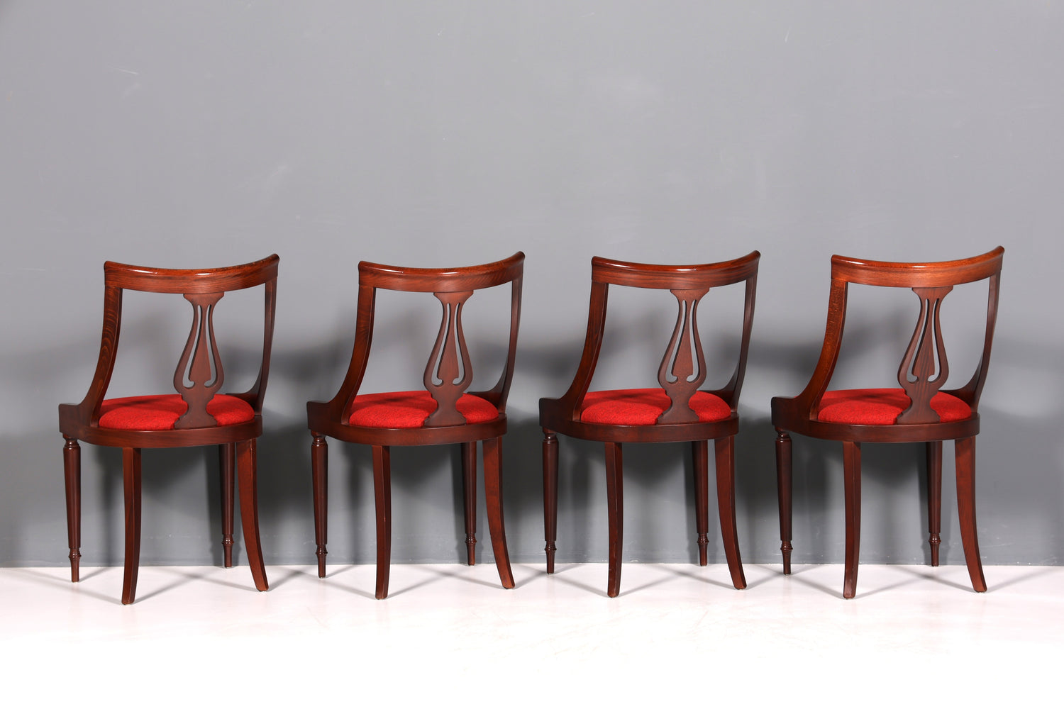 4x Edle Englische Stühle Englisch Gondelstuhl Set Dining Chairs Antik 60s Mahagoni Küchenstühle Stuhlset