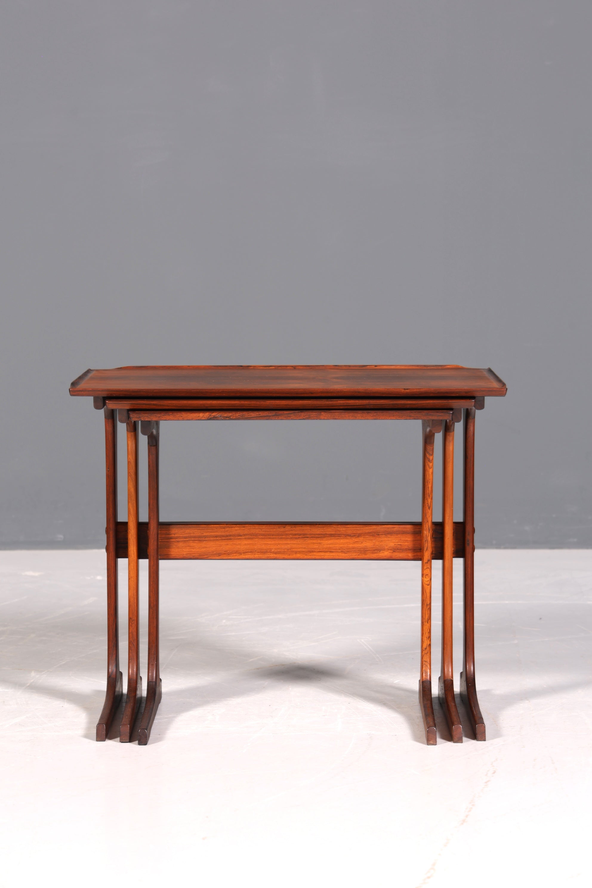 F874 Finish cm Filigranes Mid Century Tisch Set Couchtisch Teak Holz 3er Satz Ablagetisch Beistelltisch