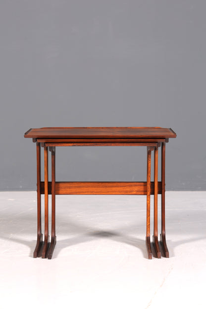 F874 Finish cm Filigranes Mid Century Tisch Set Couchtisch Teak Holz 3er Satz Ablagetisch Beistelltisch