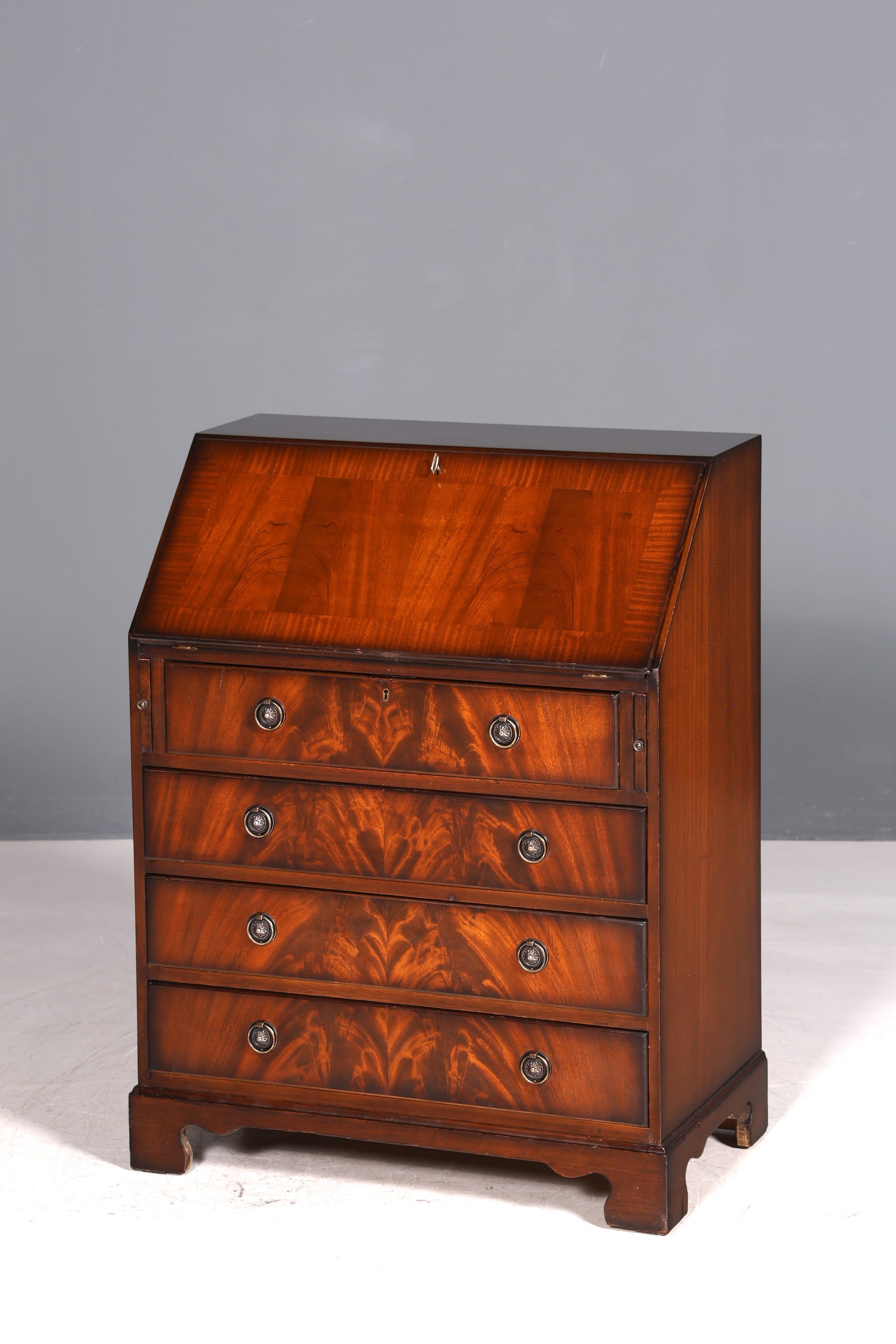 Wunderschöner Englischer Sekretär echt Lederauflage Schreibkommode Mahagoni Schreibtisch Kommode