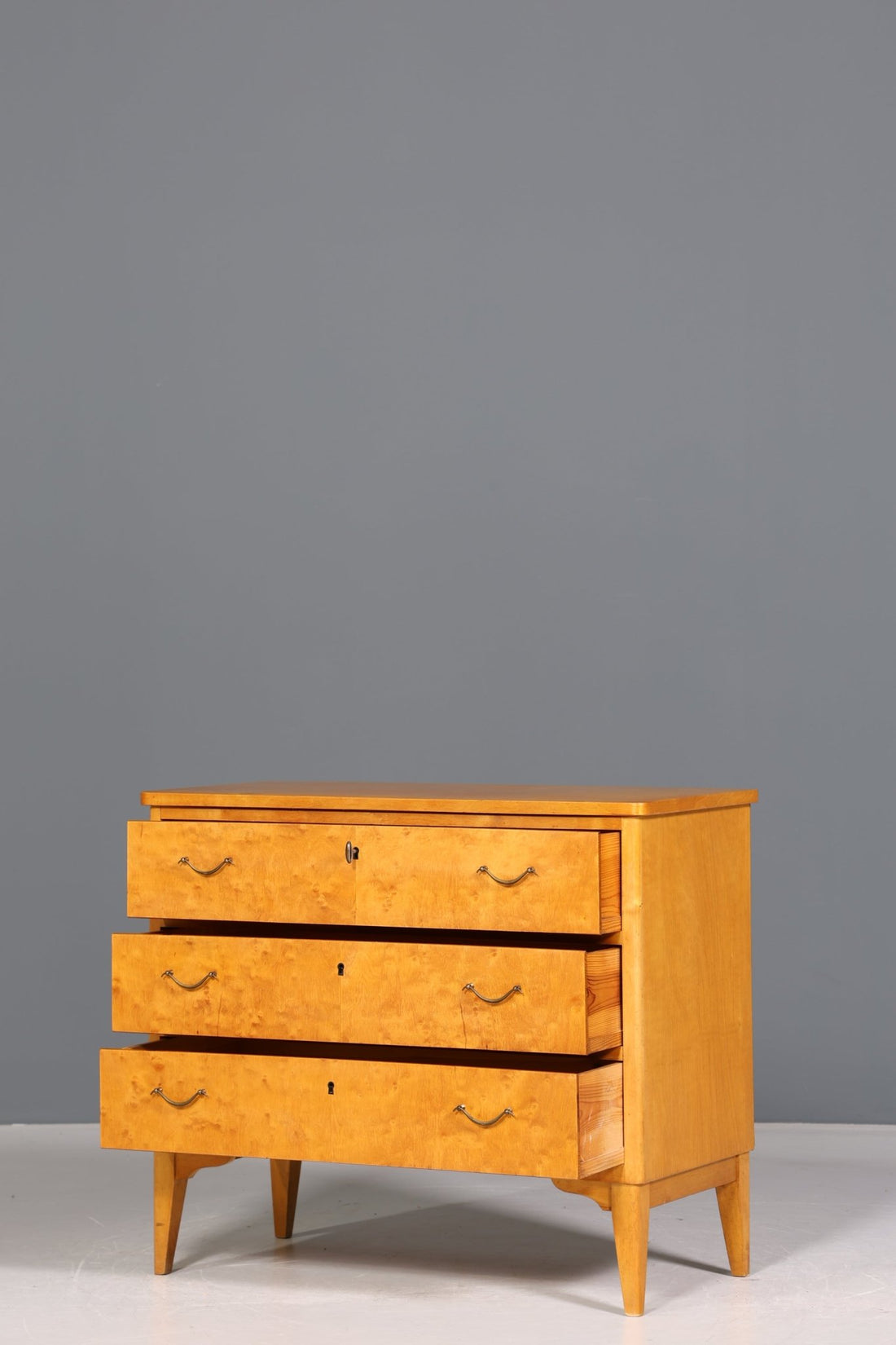 Schlichte Mid Century Kommode Vintage Sideboard Birke Wäschekommode 60er Jahre
