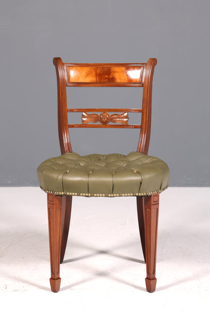 Wunderschöner Chesterfield Stuhl Anno Dom Sekretär Stuhl Englisch echt Leder Küchenstuhl 2 von 4