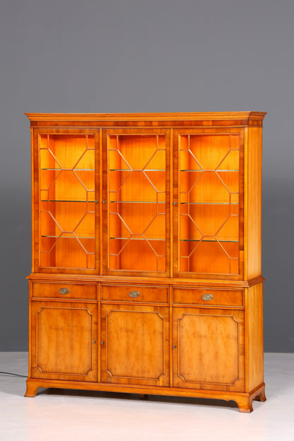 Wunderschöne Original Heldense Vitrine Englische Eibe Bücherschrank Buffet Antik Stil Glasvitrine